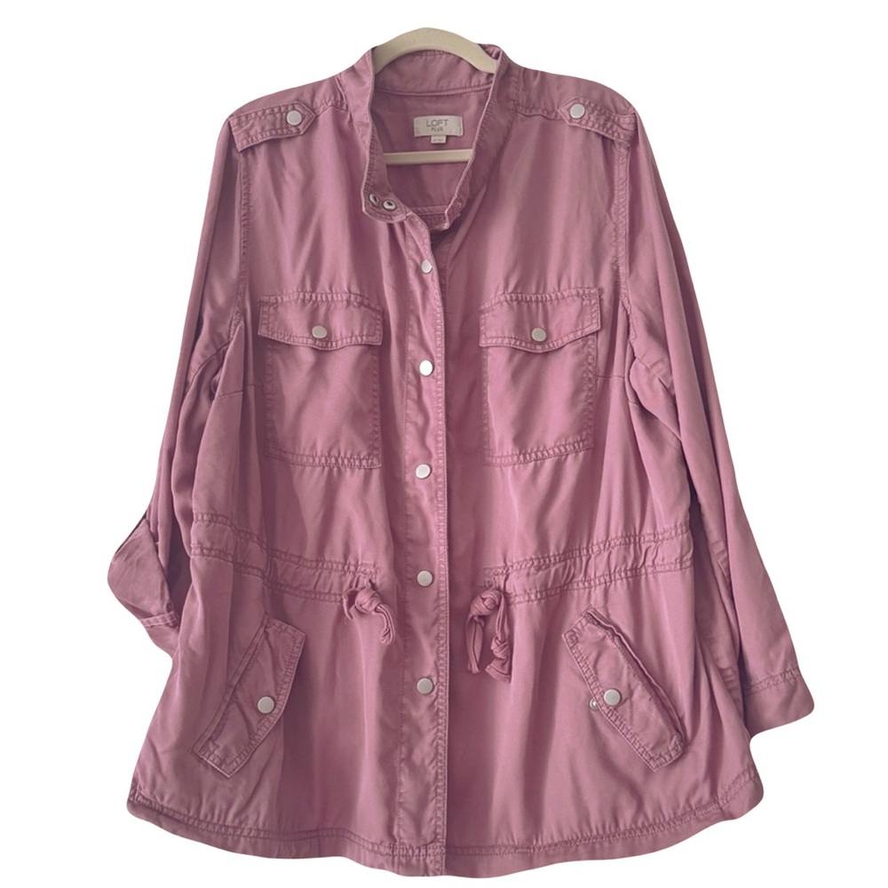 LOFT Utility Jacket Mauve Rose Women’s 22 Plus Size EUC Layering Neutral
